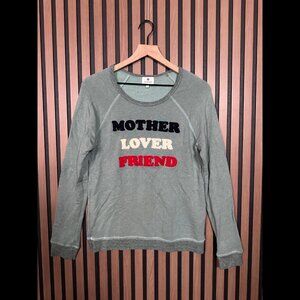 Sundry Sweater 1 / S Green Teal Fleece Pullover Crewneck Graphic Embroidery